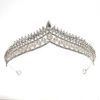 Vrouwen Bruiloft Kroon Strass Pearl Tiara Hoofdband Bruids Haar Accessoires