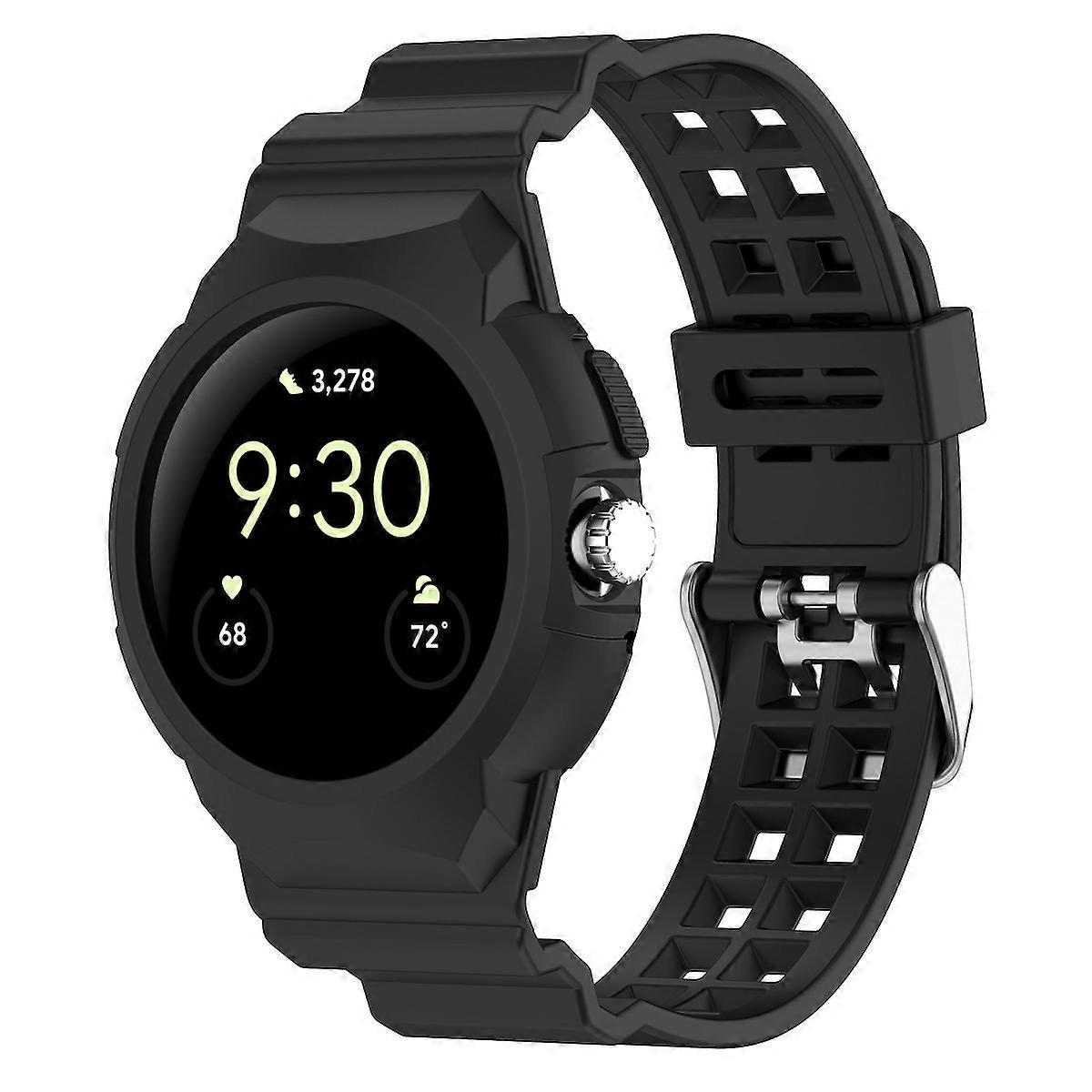 For Google Pixel Watch 3 41mm / 2 / 1 Silicone Watch Band with Integrated Case Smart Watch