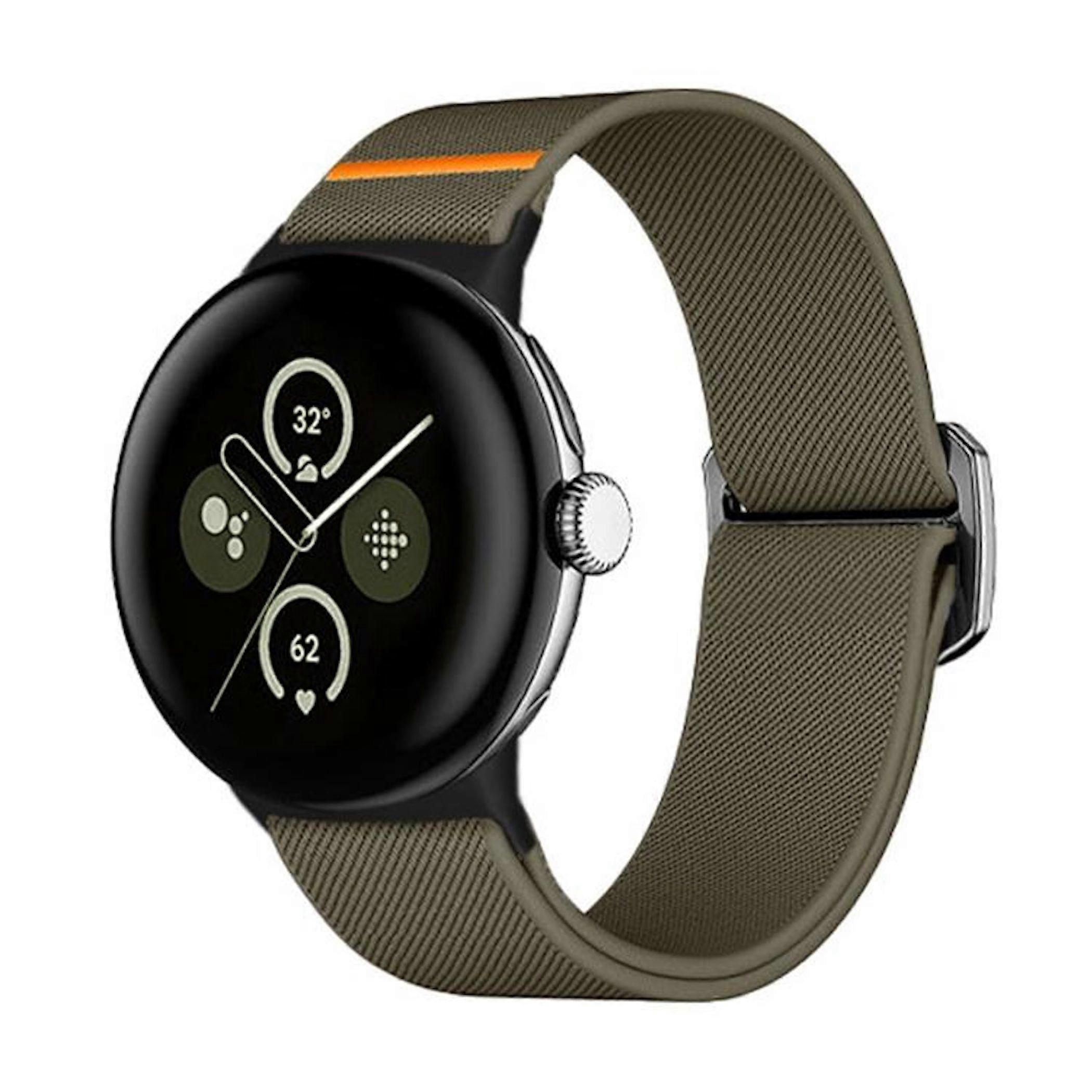 Nylon wristband for Google Pixel Watch 4 / 3 / 2 / 1, 41mm elastic, premium green