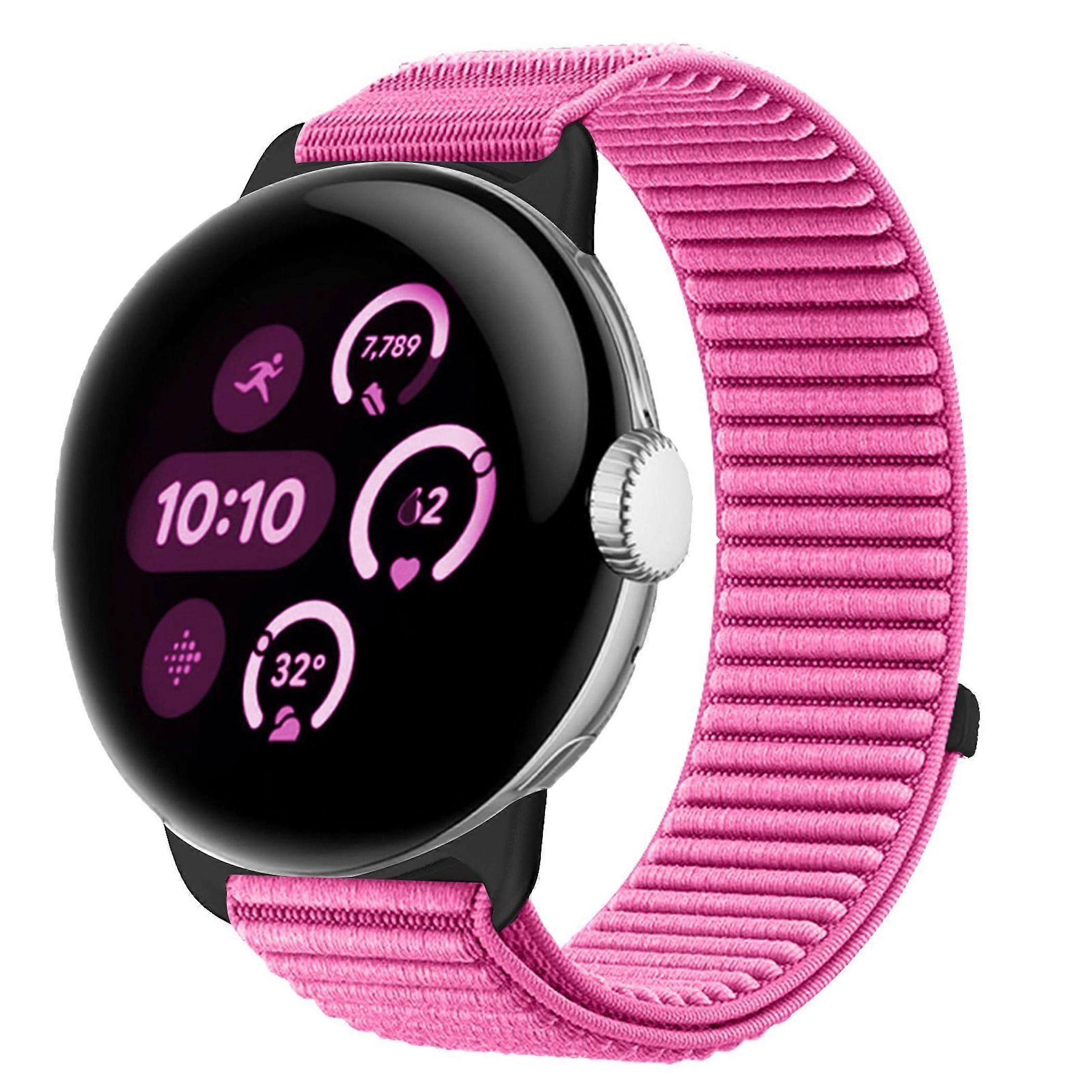 Nylon wristband for Google Pixel Watch 4 / 3 45mm with Velcro closure, pink
