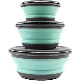 Folding Bowl With Lid, 3 Pieces Of Silicone Portable Folding Bowl For Camping,L