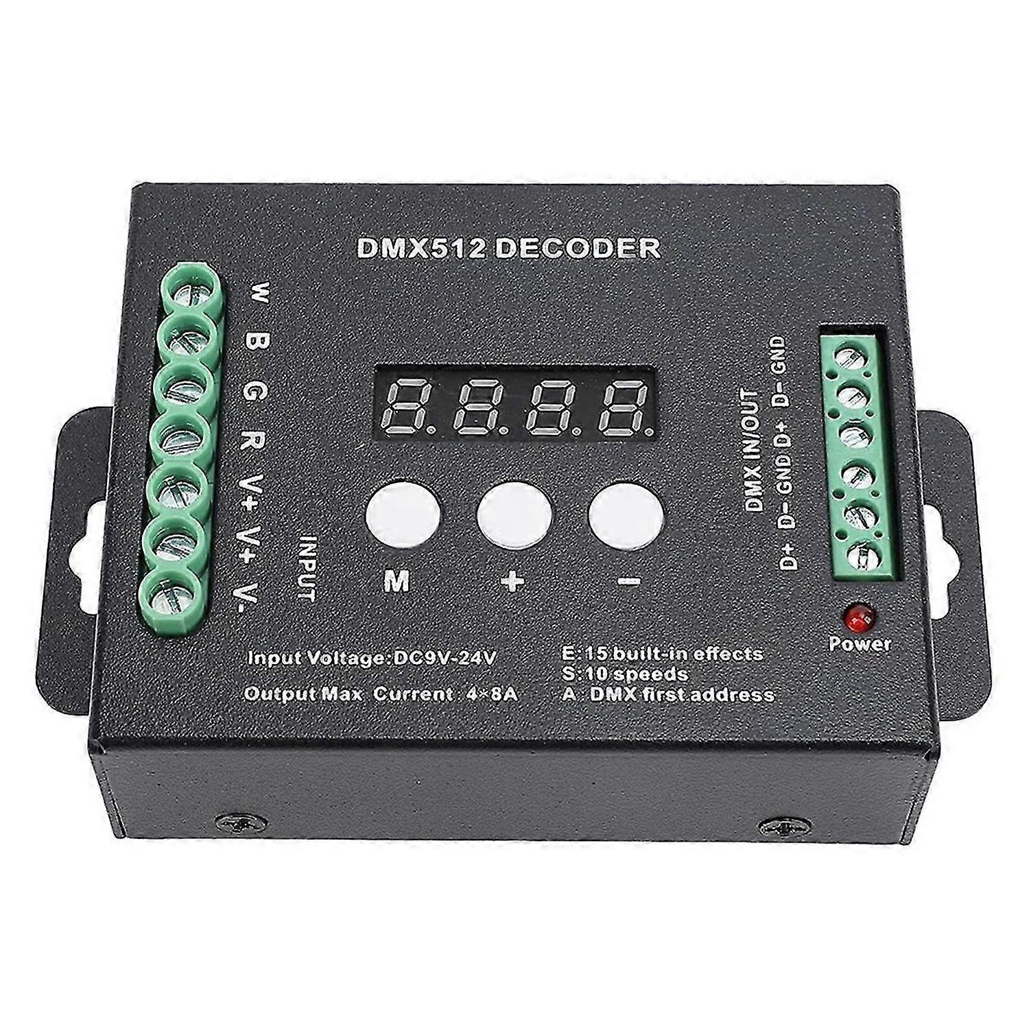 LED Decoder, DMX512 RGBW Controller, 15 Built in Lighting Effects, for Stage Lighting Module, RGBW,