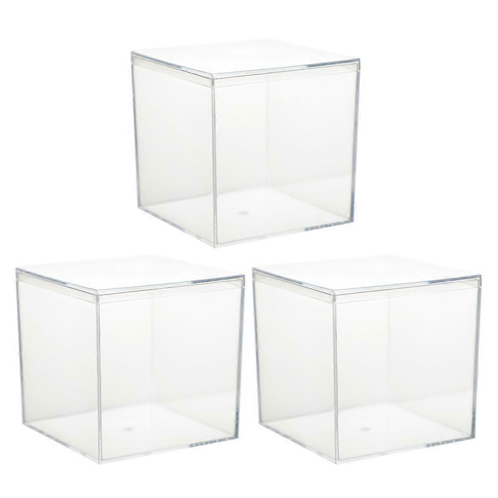 Clear Boxes Square Cubes for Wedding Party 3Pcs Storage