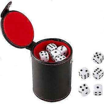 Juego de copas de dados con 10 dados De cuero sintético Taza de dados profesional con tapa para jugar juegos, Yahtzee, Casino, Farkle