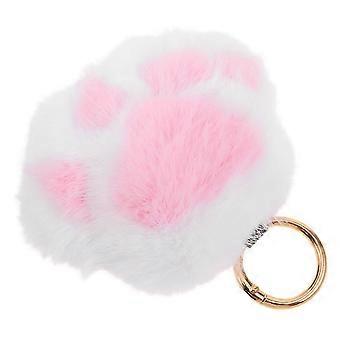Pink Plush Cat Paw Keychain for Decor Adorable Soft Charm