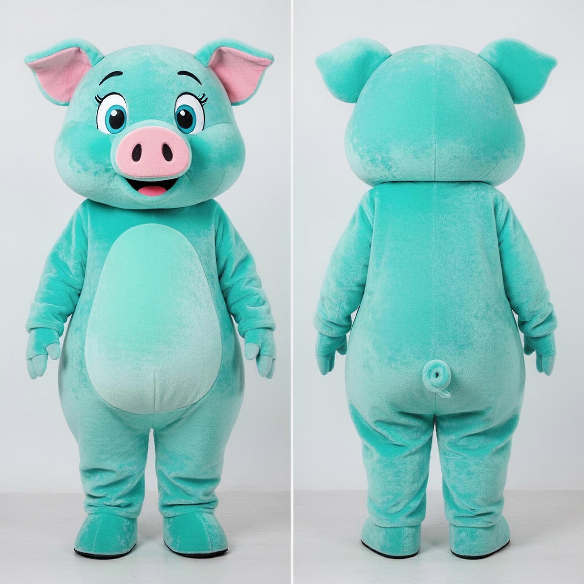 MASTICOT Turquoise Playful Pig Mascot
