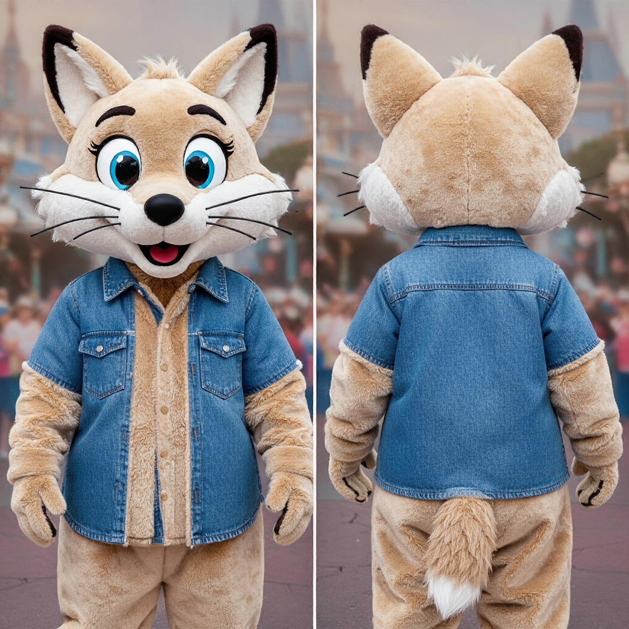 MASTICOT Beige Fluffy Friendly Fox Mascot