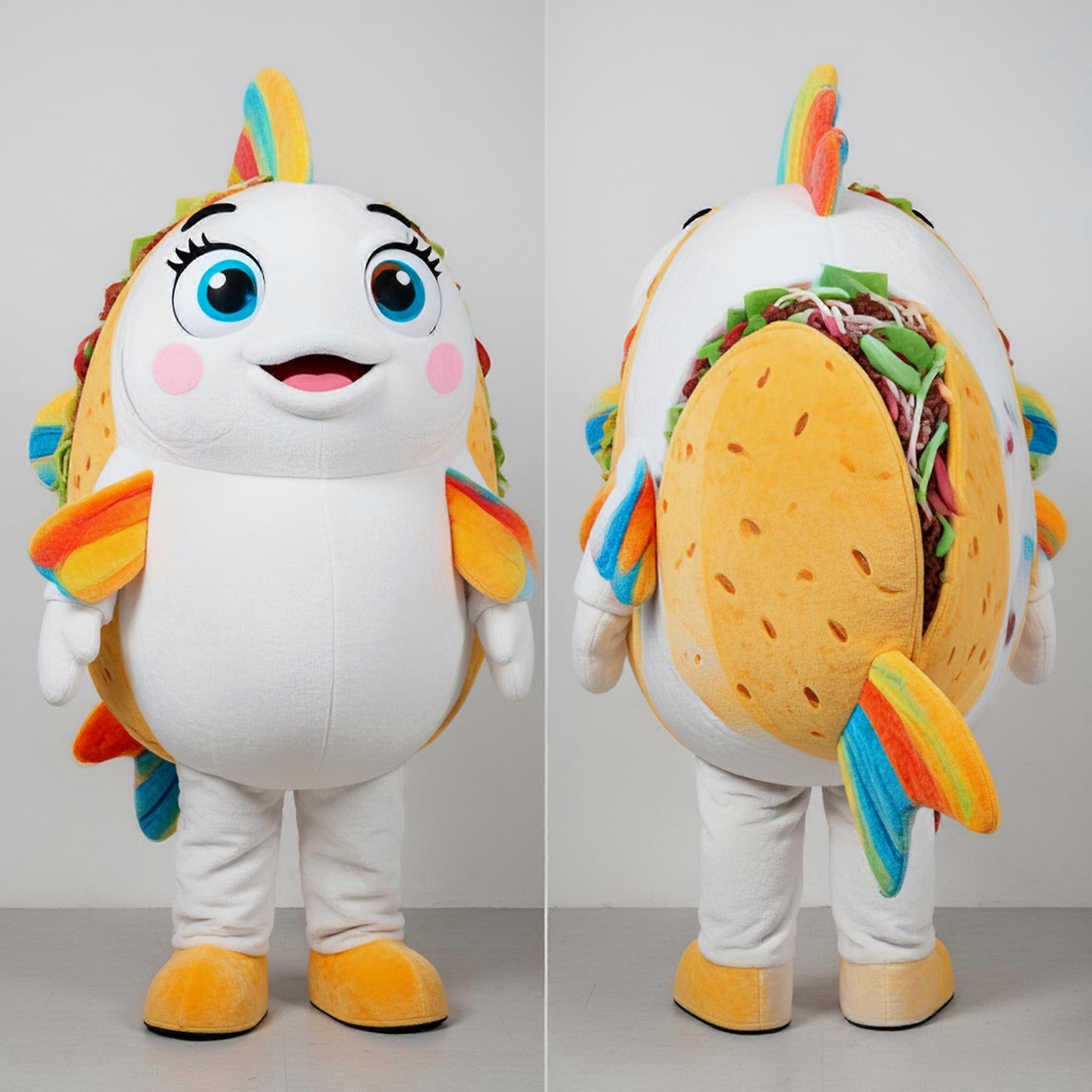 MASTICOT White Fluffy Fish Tacos Mascot