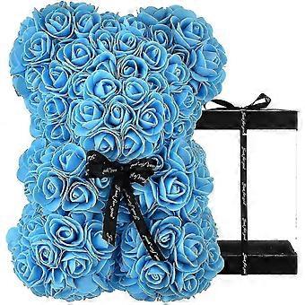 Rozenknuffelbeer van 25 cm (Hugz) met bloemenmotief.