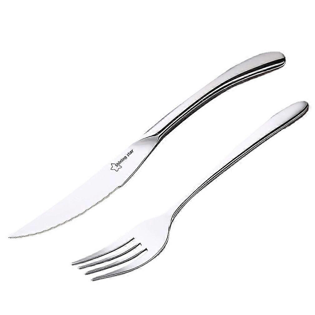2pcs Cutlery Set Tableware Tableware Spoon Knife Stainless Steel Silver