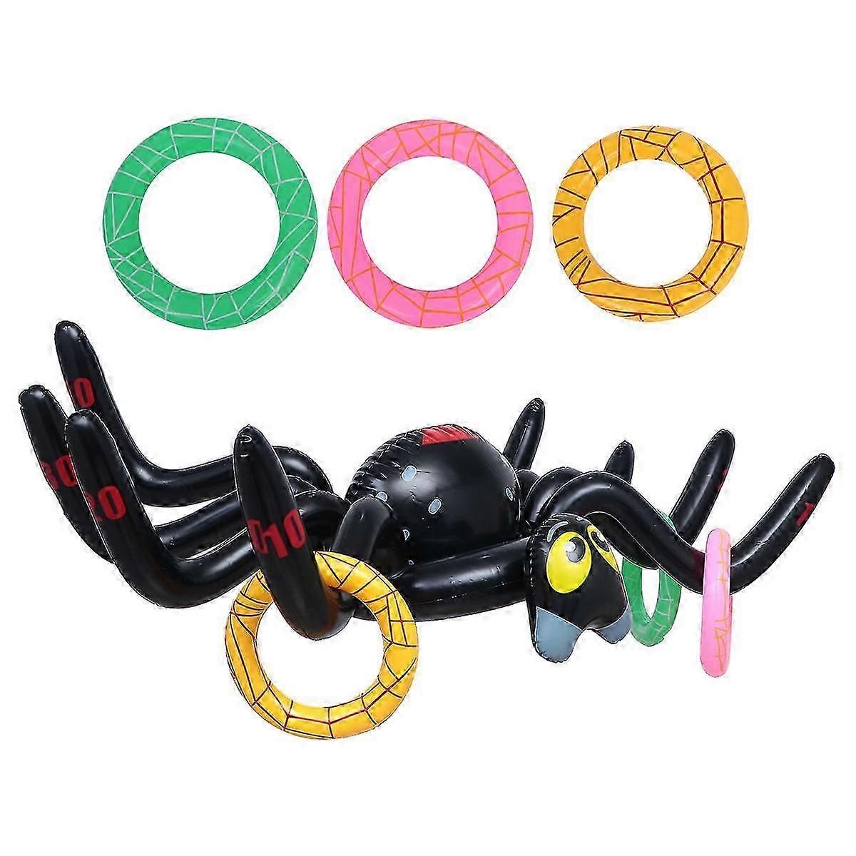 Black Spider Ring Toss Inflatable Toy 1Set Compatible with Halloween