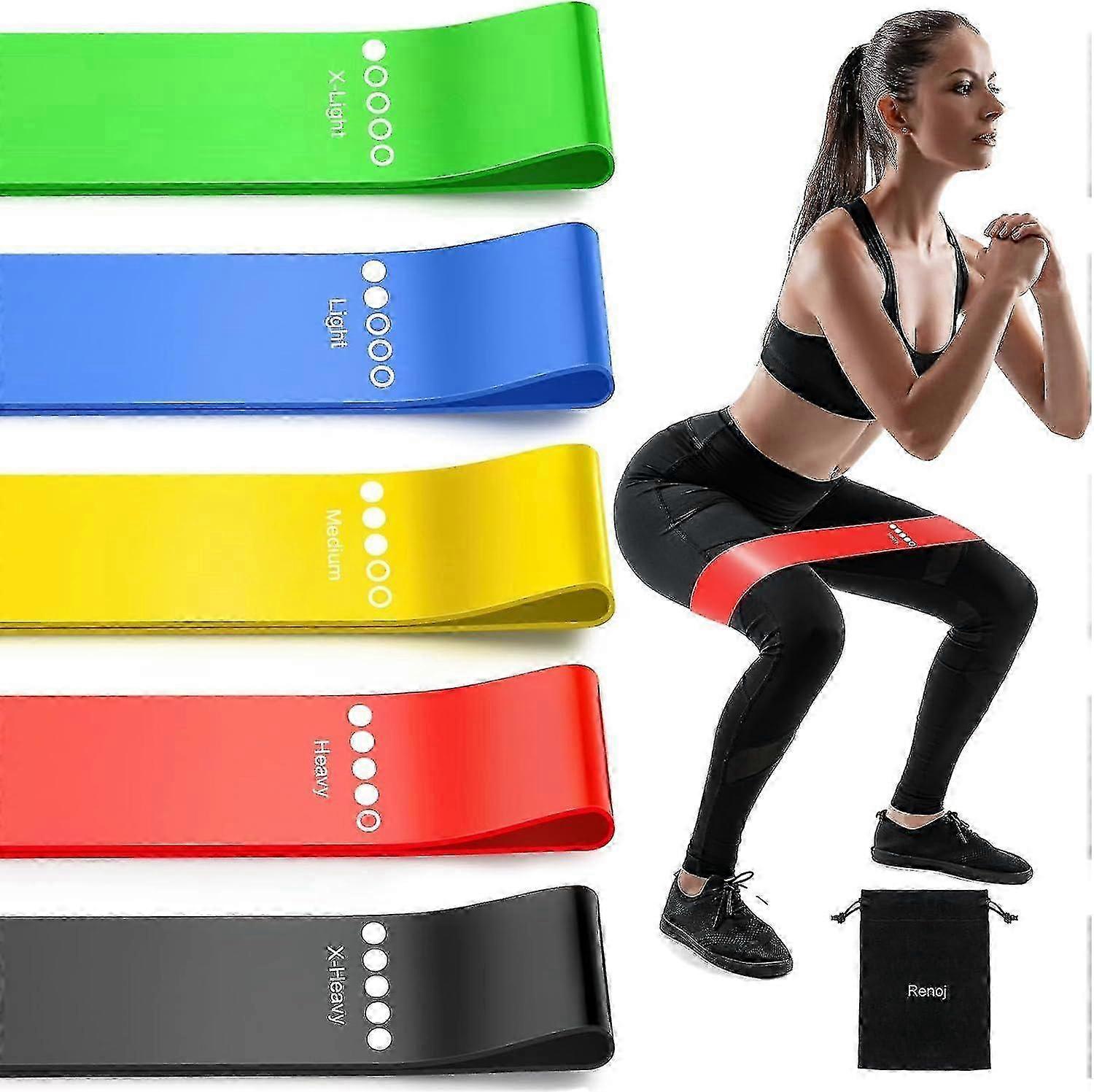 5-Pack Natural Latex Exercise Bands