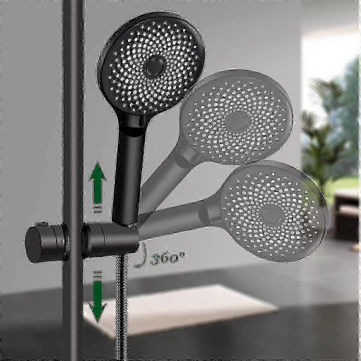 Black ABS Shower Head Holder for 18-25mm Bar, Solid Mounting Bracket