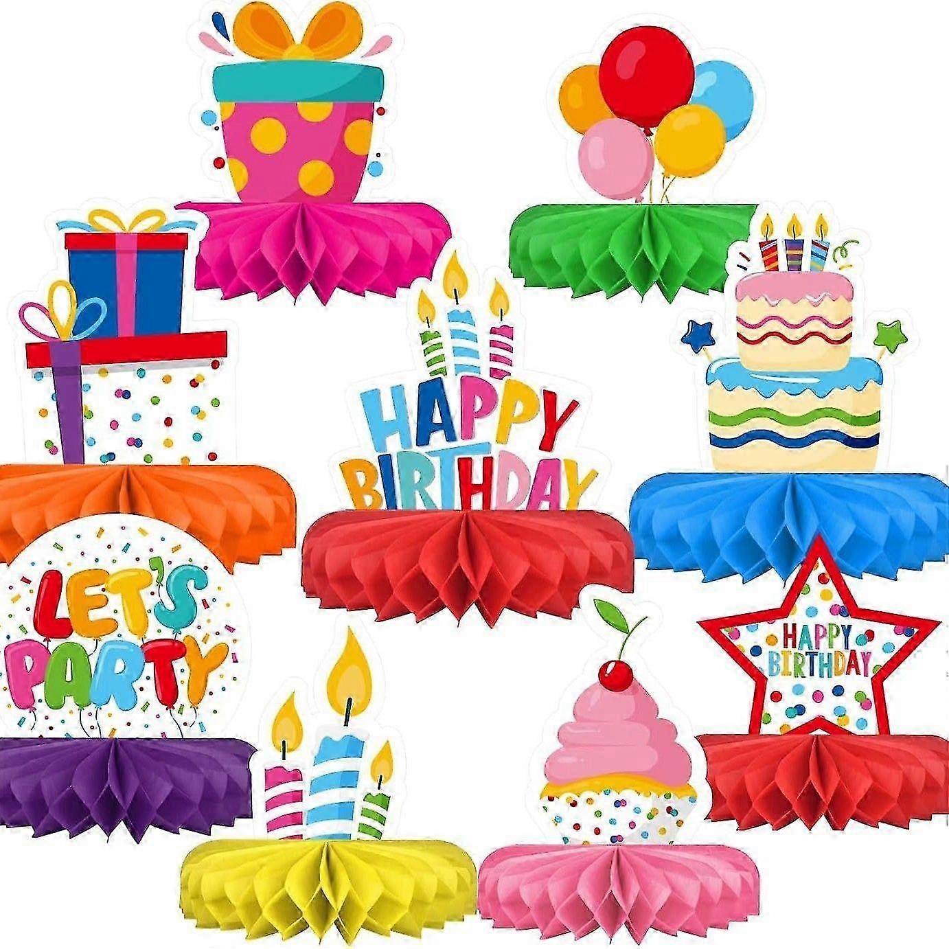 9-Pc Birthday Cupcake Honeycomb Decor Set