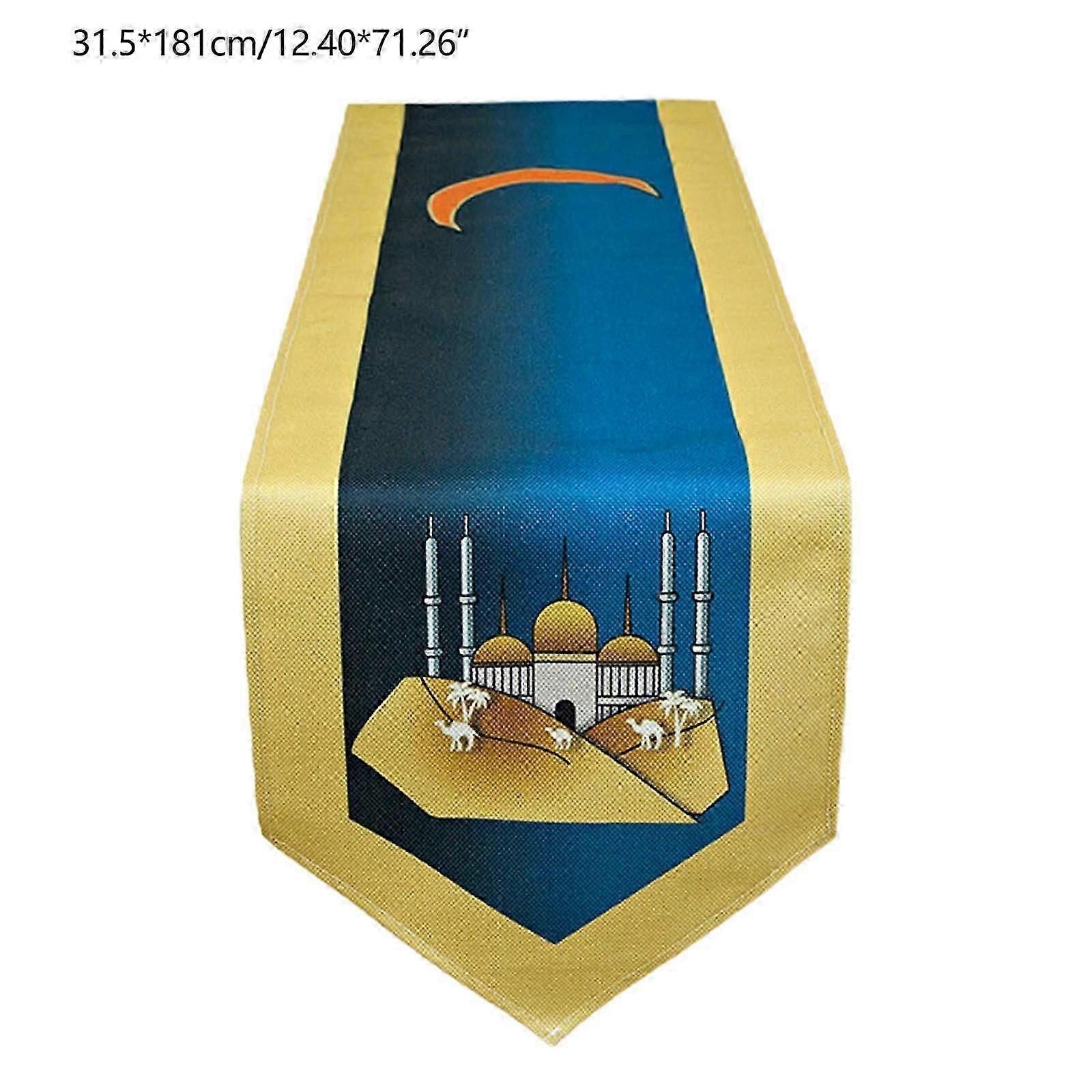 Table Runner Eid Moon Star Castle Pattern Design Table Cloth Ramadan Decor