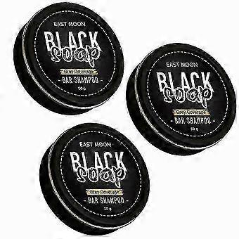 3x Gray Coverage Bar Shampoo Hair Darkening Black Soap For Men's Gray Hair Cover.B3