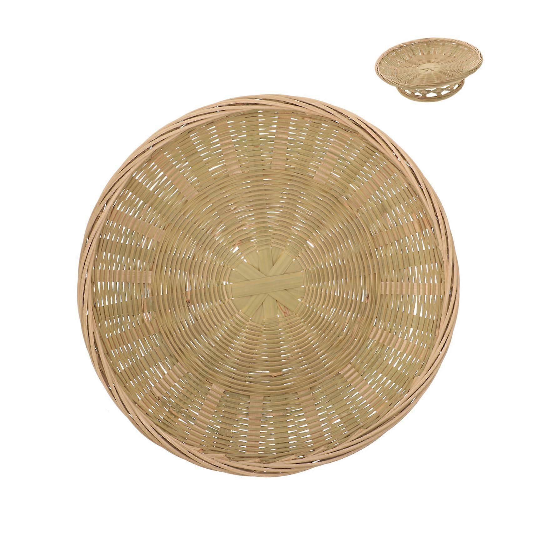 Round Woven Bamboo Serving Tray