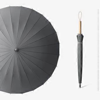 Large Windproof Travel Umbrella 24Bone Double Reinforced Canopy with Durable Wooden Handle for Business