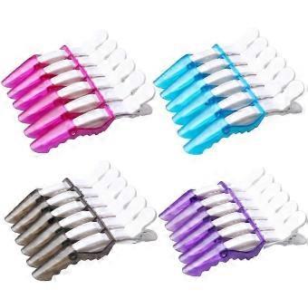 R10 Plastic Crocodile Hair Hairdressing, Sectioning Clamp Hair Styling Clips(24pcs, black+rose red+purple+blue)