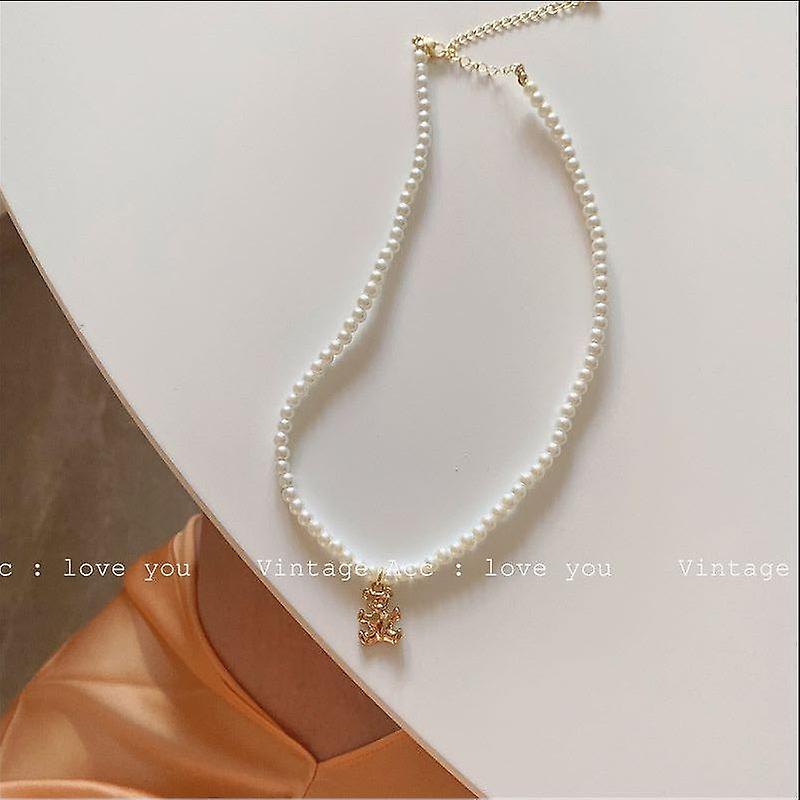 Retro Geometrie Bear colier coreeană Versiunea coreeană Smiling Face colier Maiden Style Bear colier