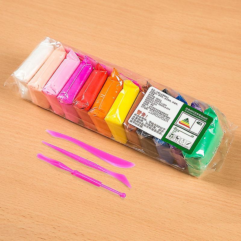 Pxcl 12pcs Diy Pottery Clay Plasticine Craft Malleable Polymer Modelling Soft Block Toy Gift