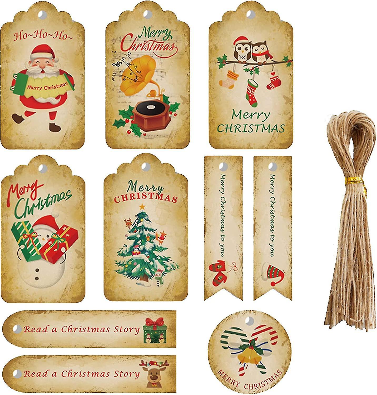50pcs Wide Application Gift Tags Synthetic Kraft Paper 10 Styles
