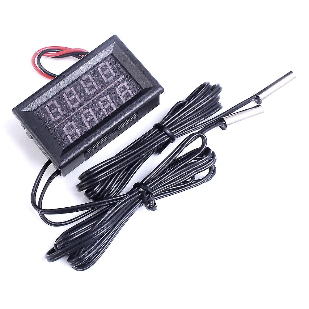 Dual Red LED Digital Display Thermometer Waterproof Temperature Sensor 0.56 Inch