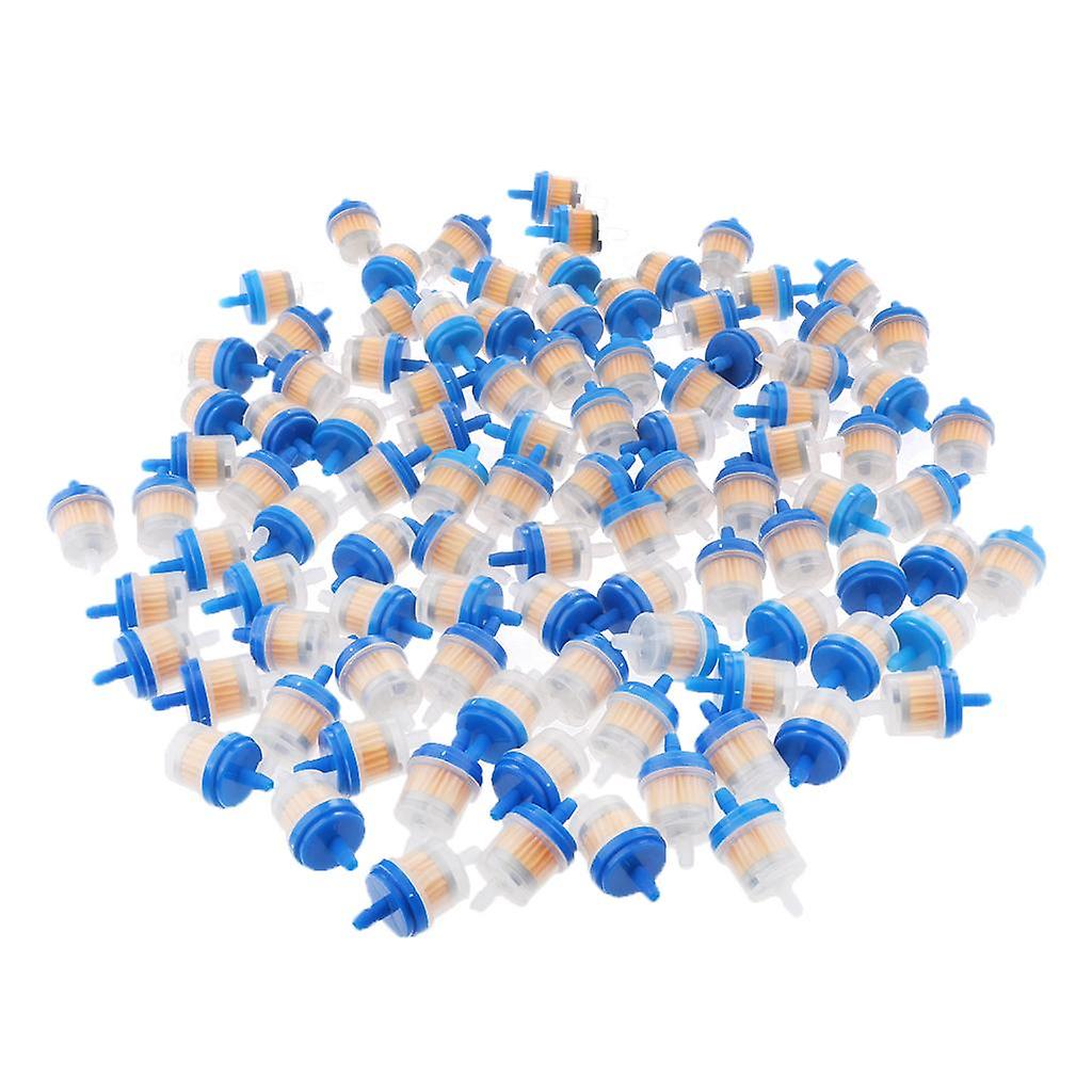 100PCS Plastic Motorcycle Petrol Inline Fuel Filter for 1/4'' Pipes Blue