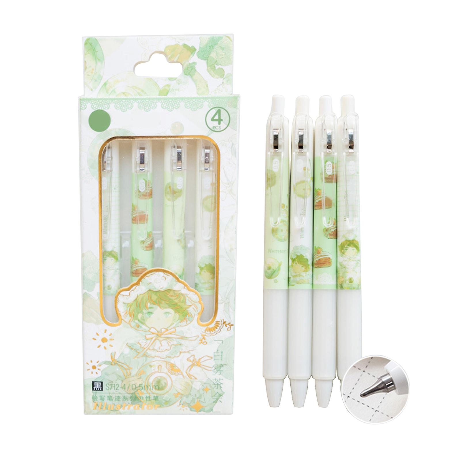 4 Pcs Retractable Gel Pen Set Refillable 0.5mm for Student Writing Note Taking