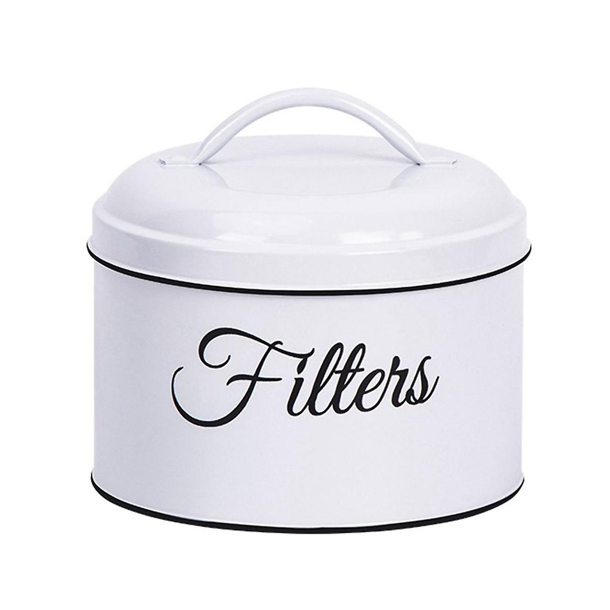 Coffee Filter Holder, Basket Coffee Filter Storage with Lid, Round Coffee Filter Container for Coun