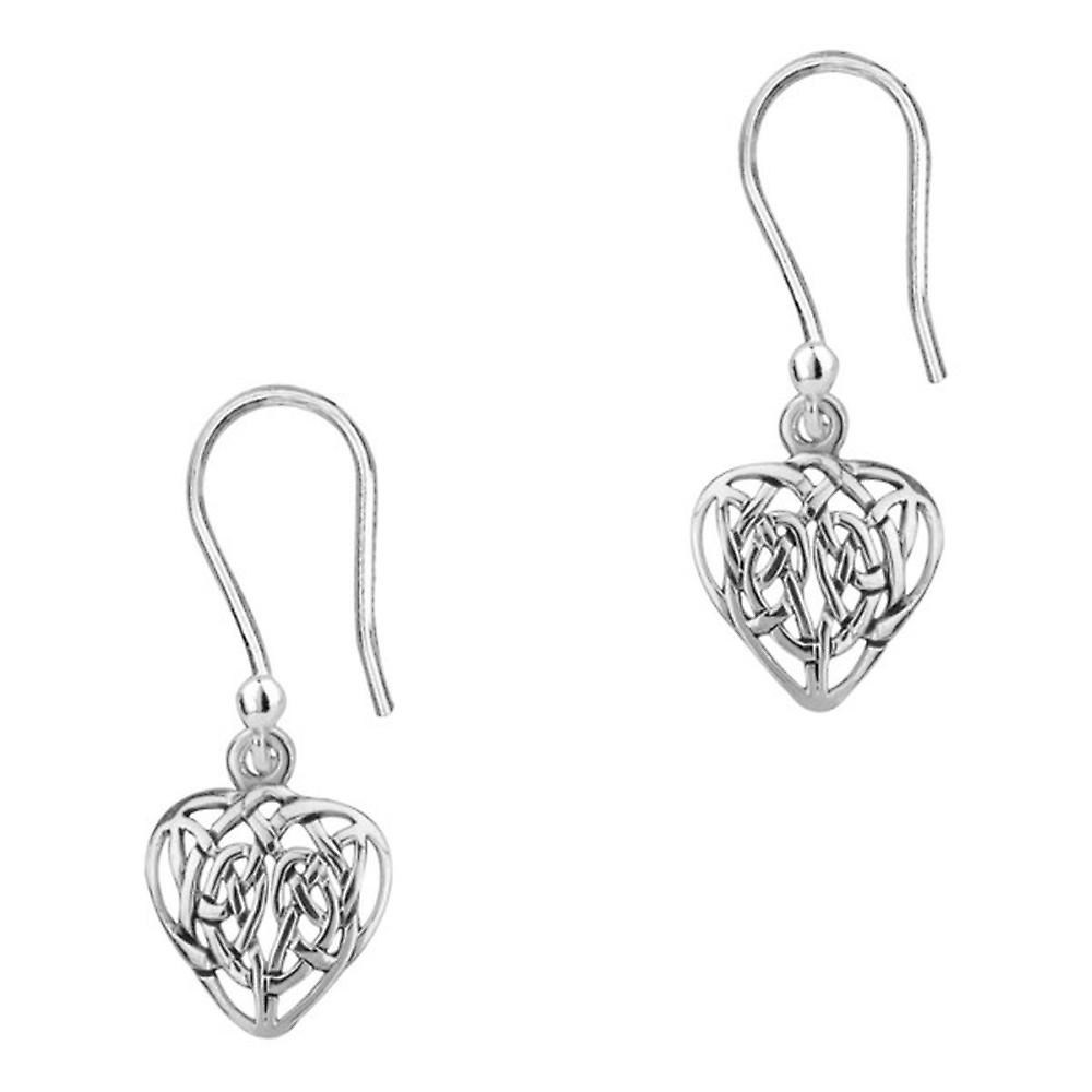 Celtic Eternity Knotwork Love Heart Shaped Drop Style Pair Of Earrings 'Seonaid'