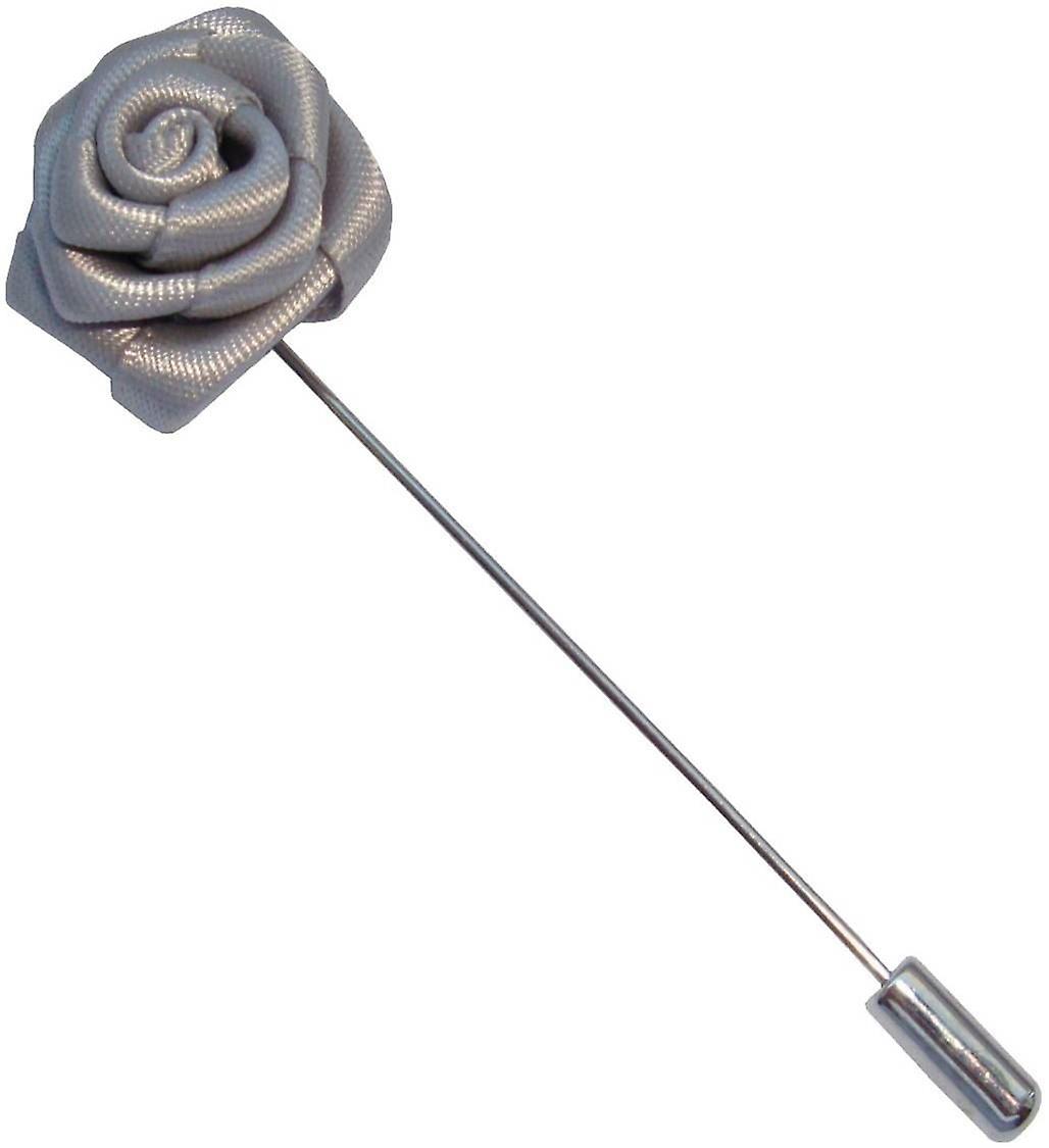 Bassin and Brown Rose Flower Jacket Lapel Pin - Grey