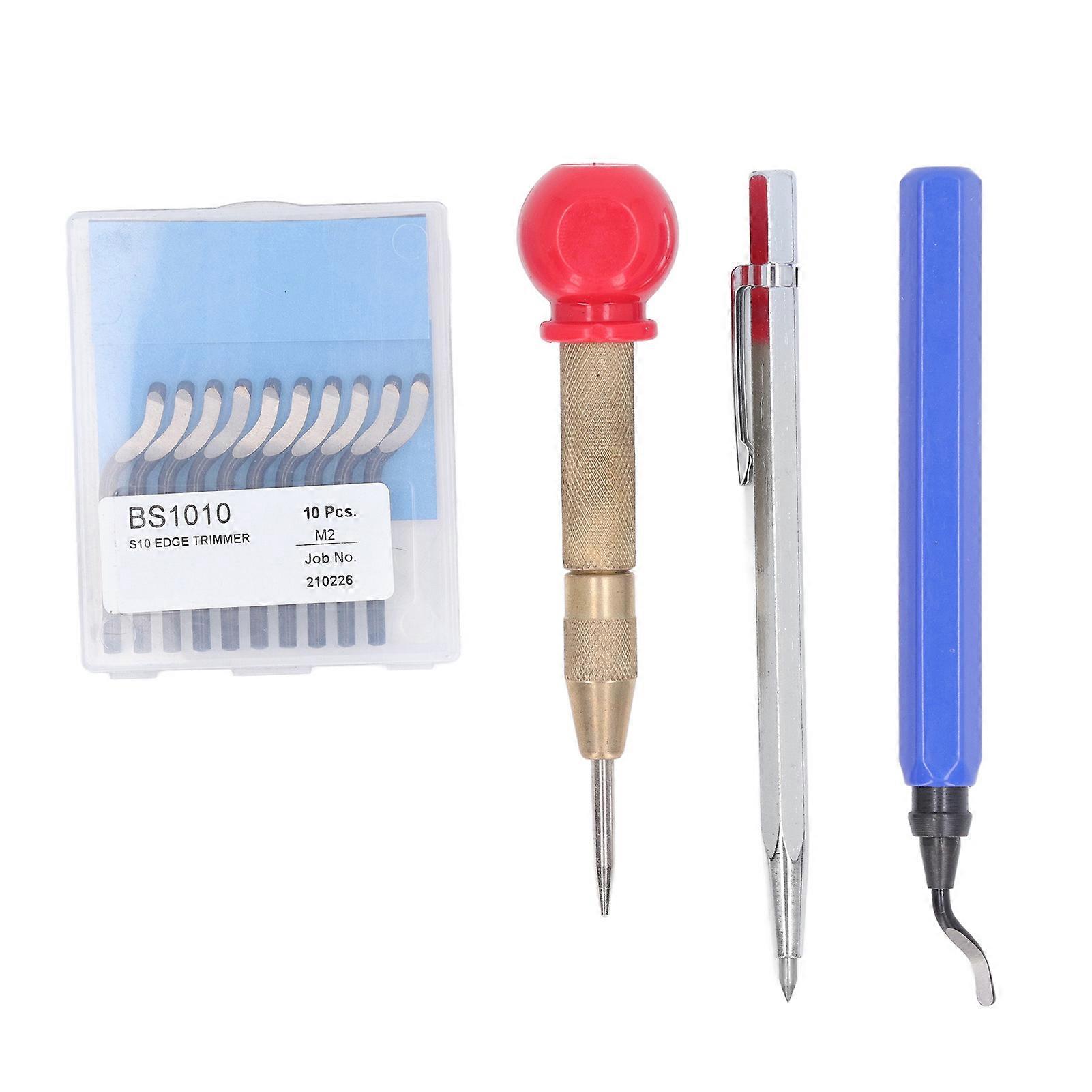 Ouitble Rotary Burr Removal Blades Deburring Tool Kit, High Speed Steel Rotary Burr Removal Blades, Deburring Scraper with Hole Puncher Scribing