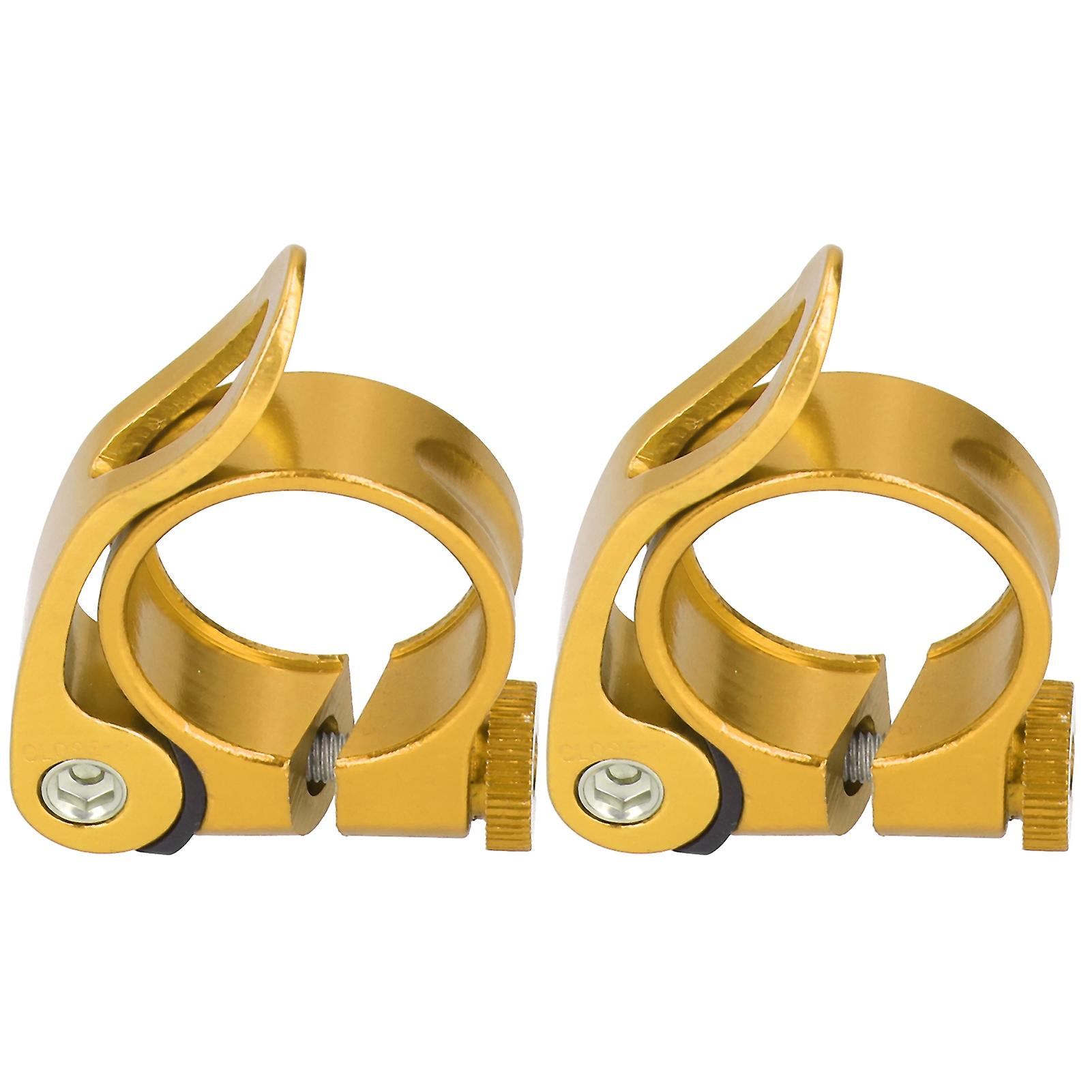 2 Pack 31.8mm Bike Seat Post Clamp Quick Release for 27.2mm Bicycle Seat Post Gold