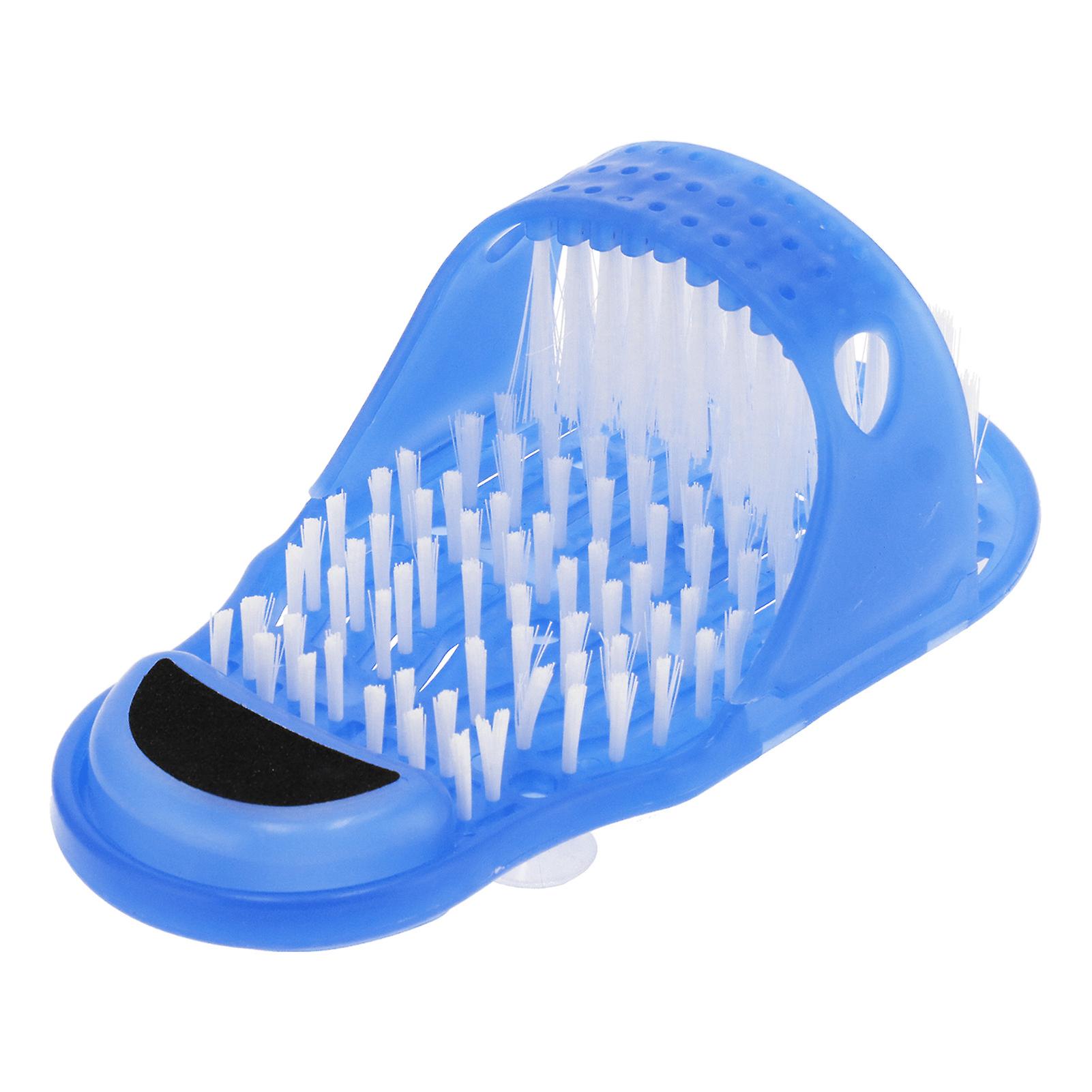 Exfoliating Foot Slipper Shoe Plastic Exfoliating Foot Massager Cleaner with Suction Cup Blue