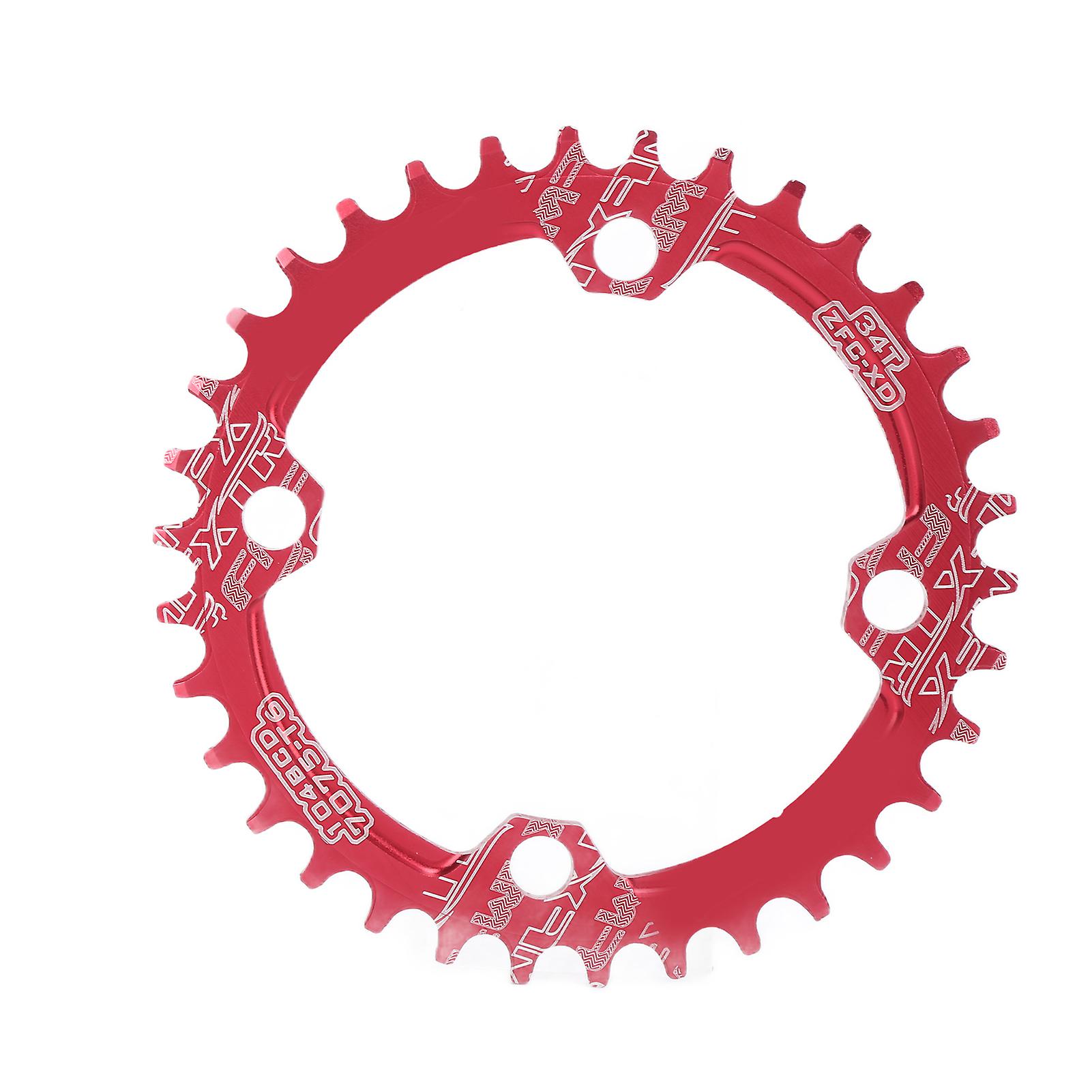 FMFXTR Narrow Wide Mountain Bike Chainring 104 BCD 34T Single Round Chainring for Road Bike Red