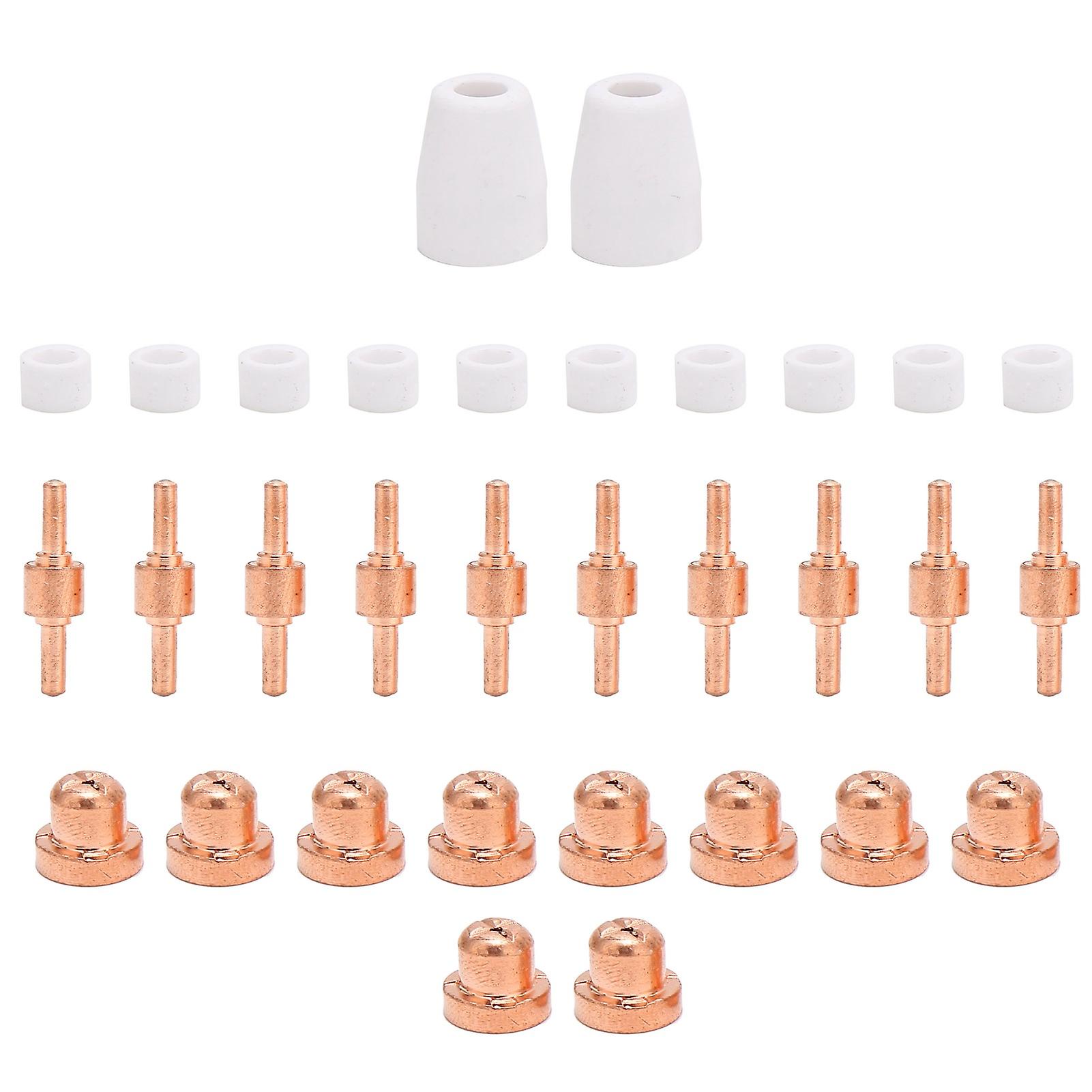 Electrode Nozzles Cups Kit PT?31 Red Copper Consumables Welding Machine Accessories32pcs