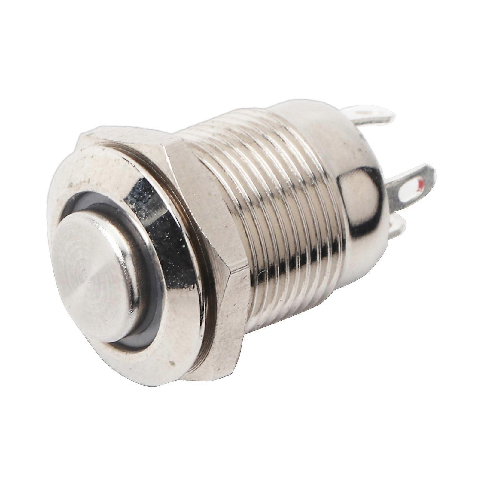 12mm Waterproof Metal Momentary Push Button Switch, Flush, 4 Pin, Red LED, 2V