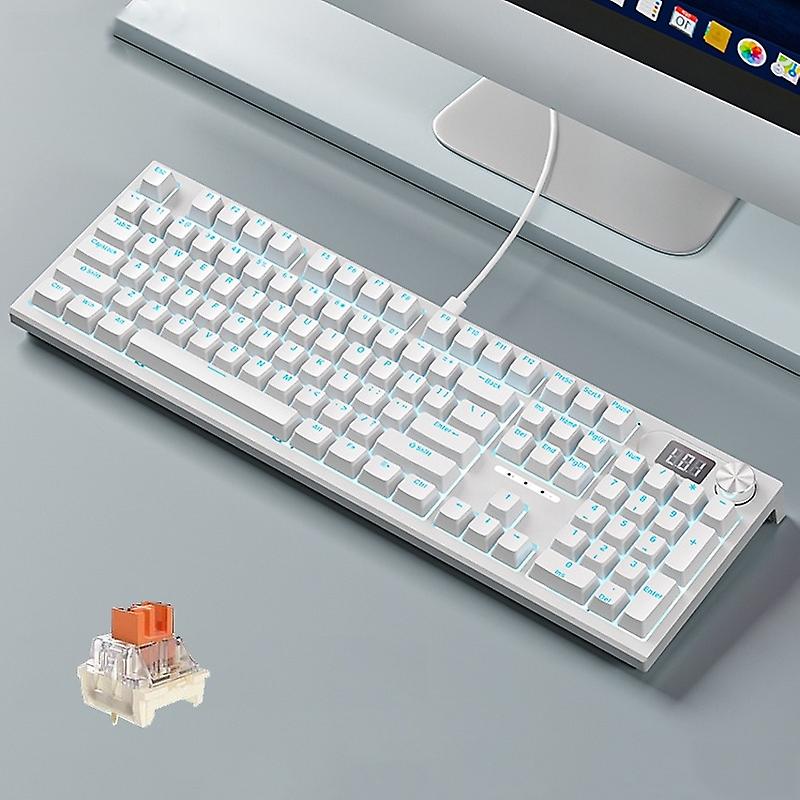 LANGTU Keyboard Wired Single Mode Gold Axis (White)