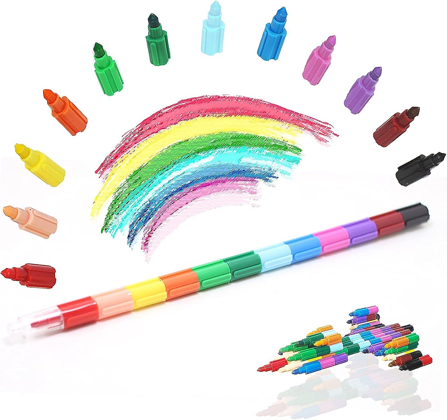 10 Pieces Stackable Wax Crayons for Children 12 in 1, Perfect as