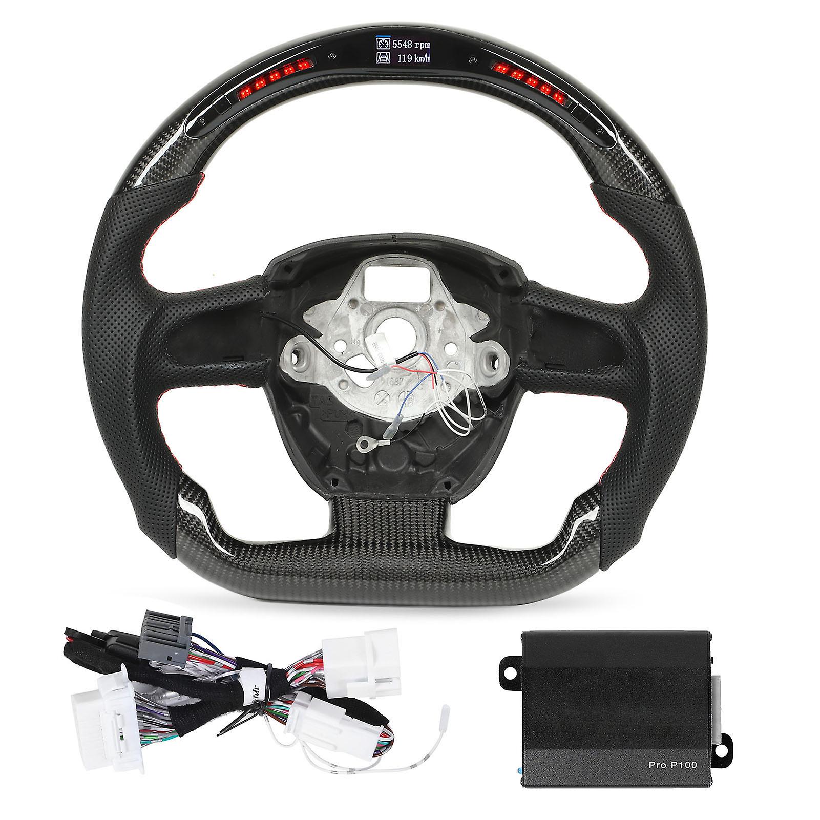 Racing Steering Wheel,LED Shift Lights Carbon Steering Wheel Replacement Modification Steering Wheel Versatile Functionality