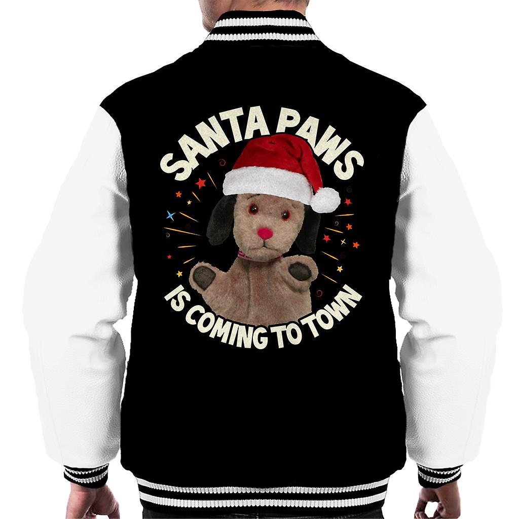 Sooty Christmas Sweep Santa Paws Is Coming To Town Men's Varsity Jacket