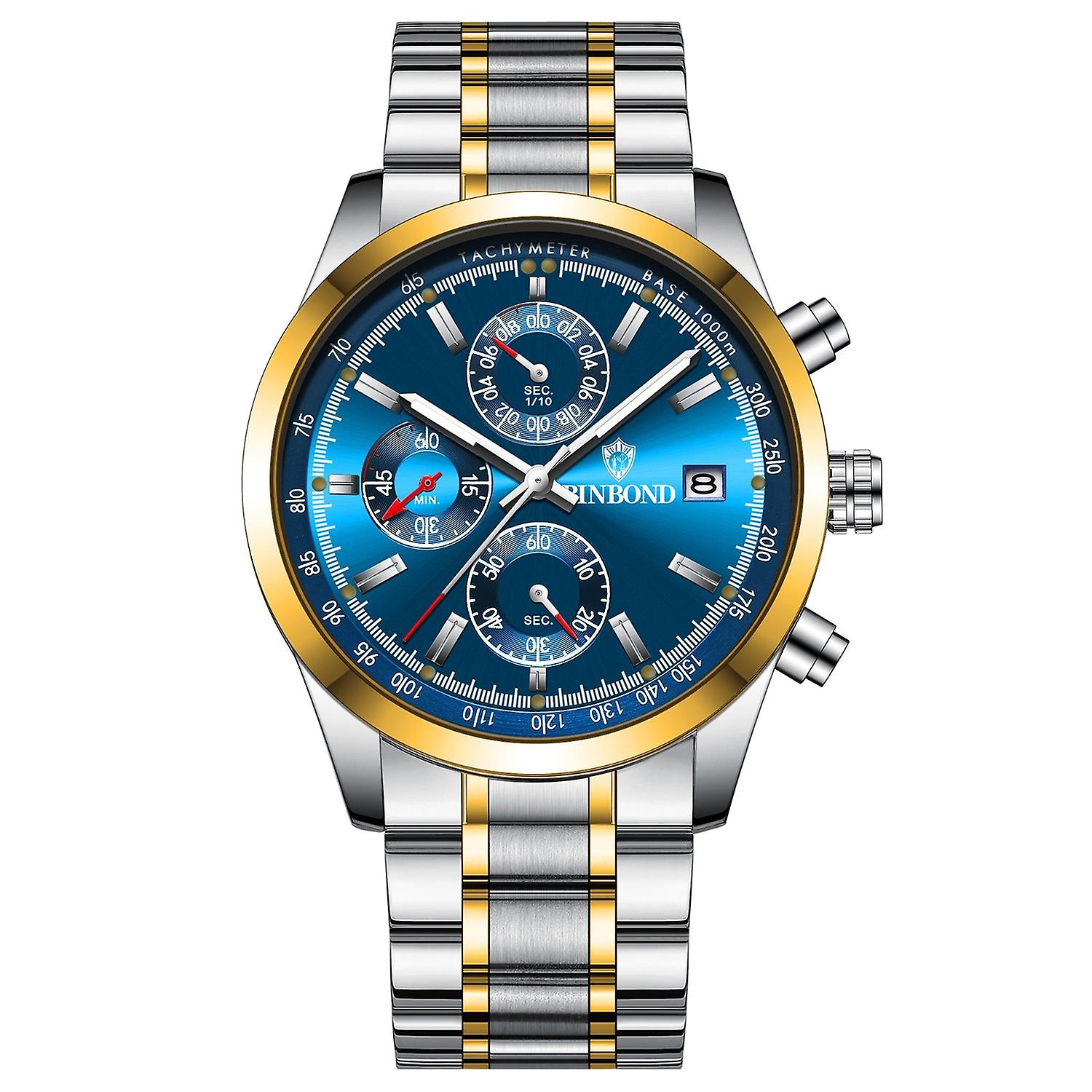 BINBOND B6022 Quartz Watch Inter-Gold-Blue