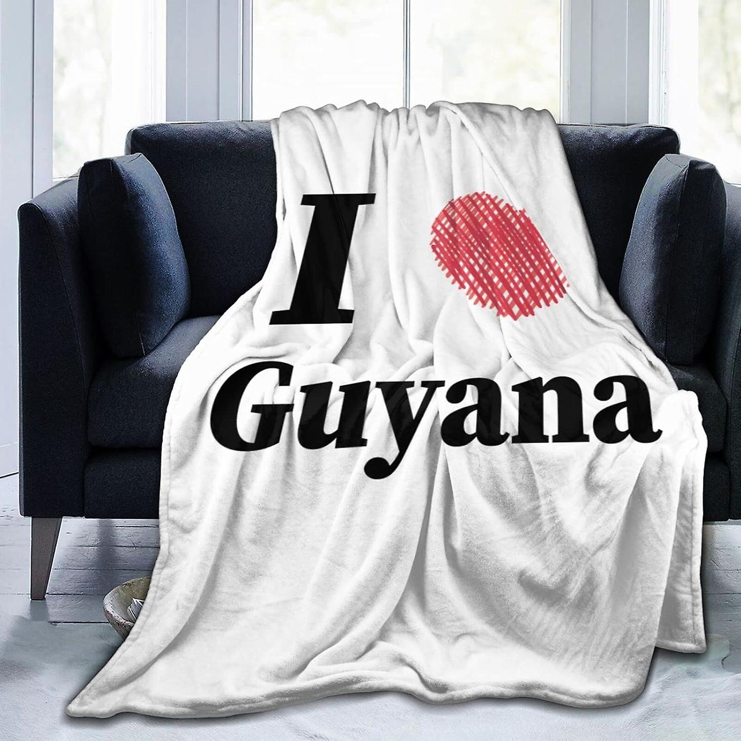 Kerota Plaid J’aime la Guyane Flanelle Couverture Doux et Confortable Canapé Couverture Lavable pour