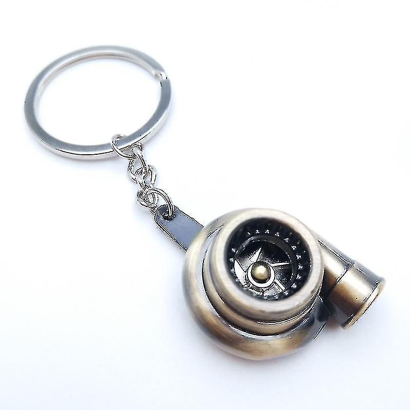 Car Metal Keychain Sound Turbo Key Plain Bearing Spinning Model Turbine Turbo Ring Key Turbo Shaped-bronze