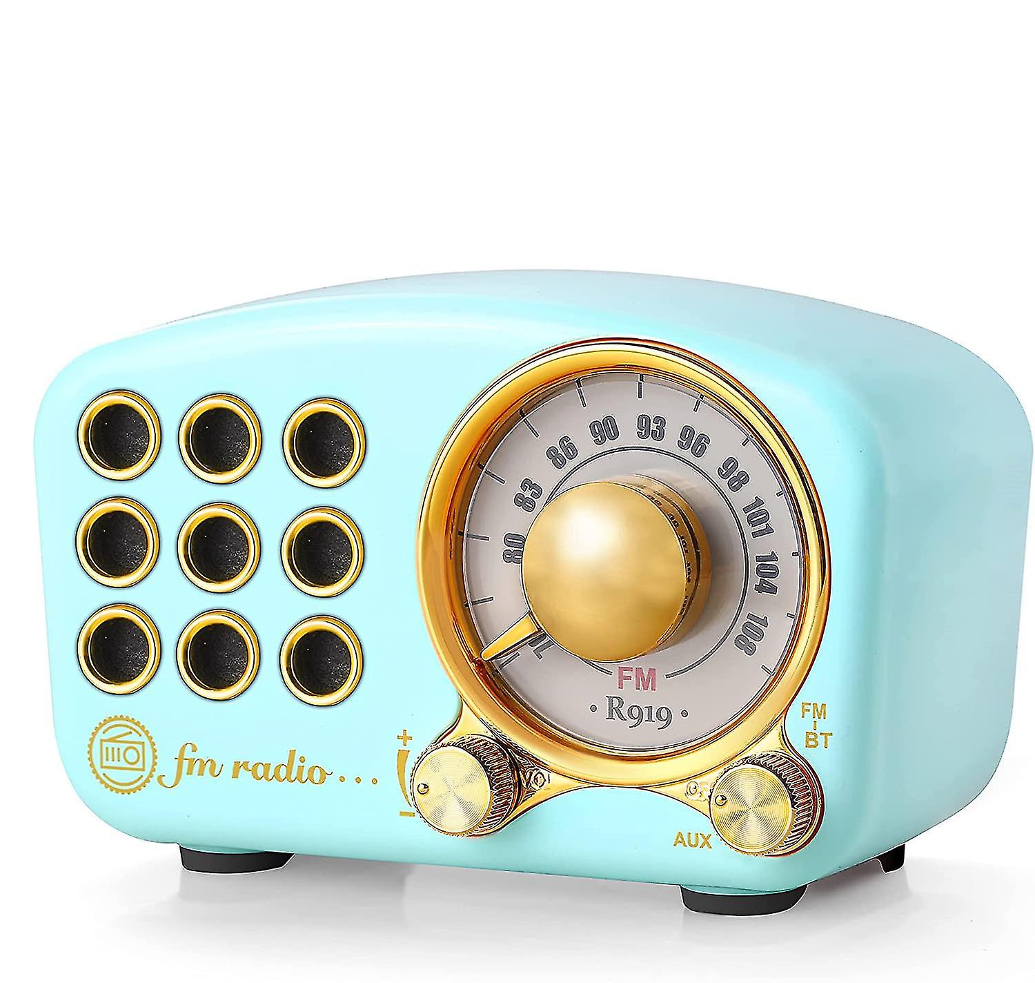 Retro Bluetooth-högtalare FM-radio med gammal klassisk stil (blå)