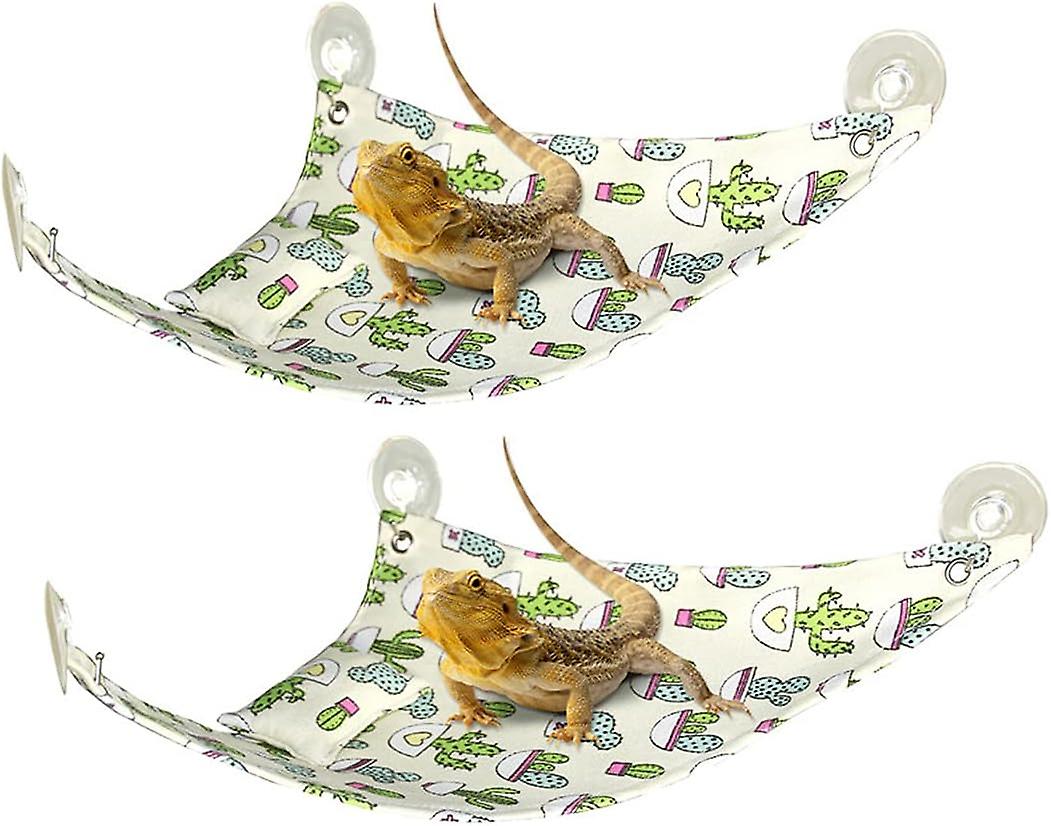 2 Pieces Lizard Reptiles Hammock with Soft Pillow And Suction Cup Hooks for Lizard Snake Reptile Swi