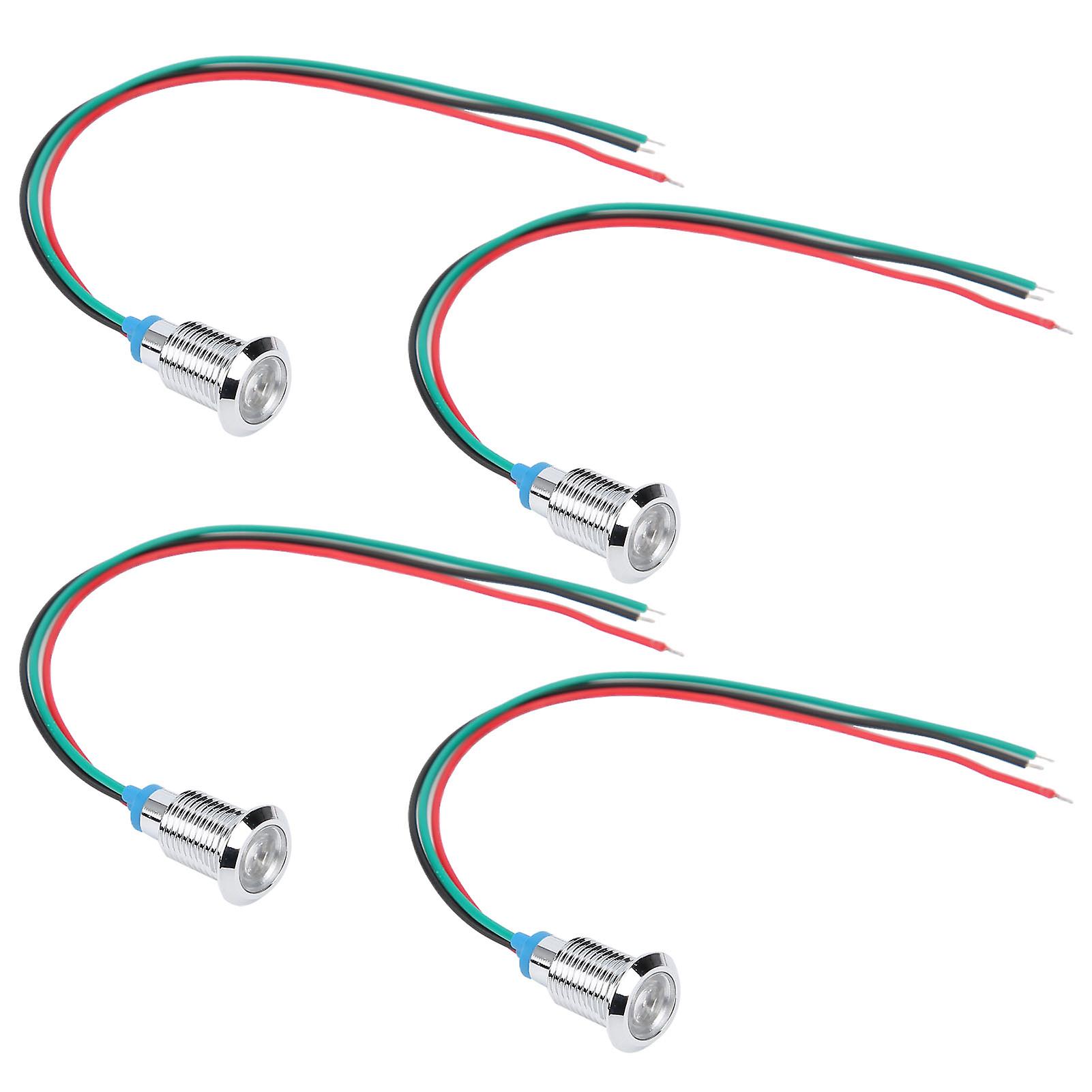 4 Sets PreWired Round LEDs Waterproof 2Color Indicator Common Cathod 10mm 3-6V(Red and Green )