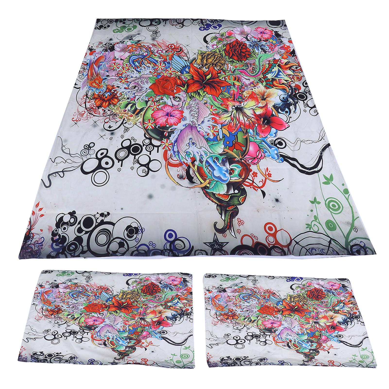 Duvet Cover Pillowcase Set Polyester Fiber Luxury Flower Pattern Bedding Kit for Home Bedroom220x240cm \/ 86.6x94.5in