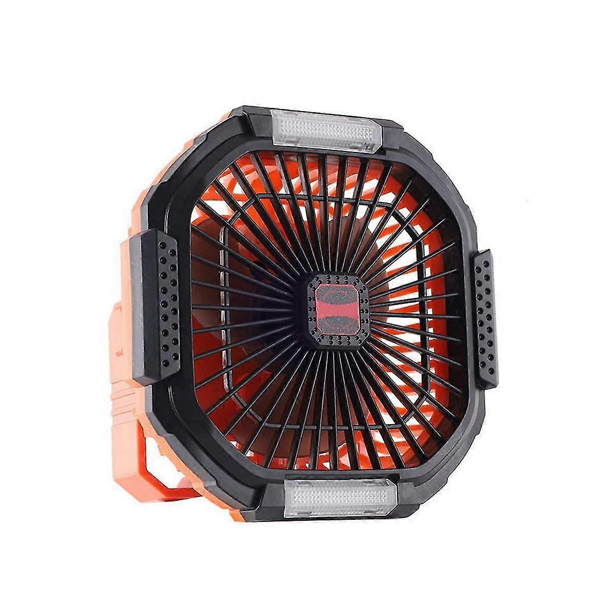 Outdoor Portable Camping Tent Fan with LED Light 5200MAh Powered Rechargeable Rotation Lantern with Hook Picnic